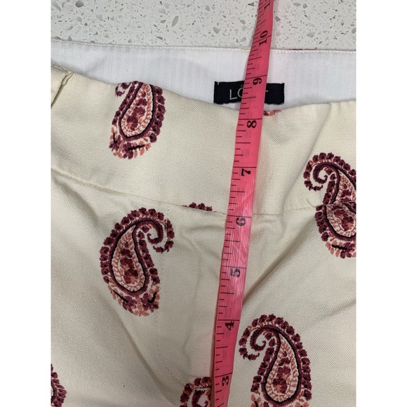 Ann Taylor LOFT Tan Red Paisley Cotton Blend Original Ankle Pants Size 4 - Picture 5 of 7